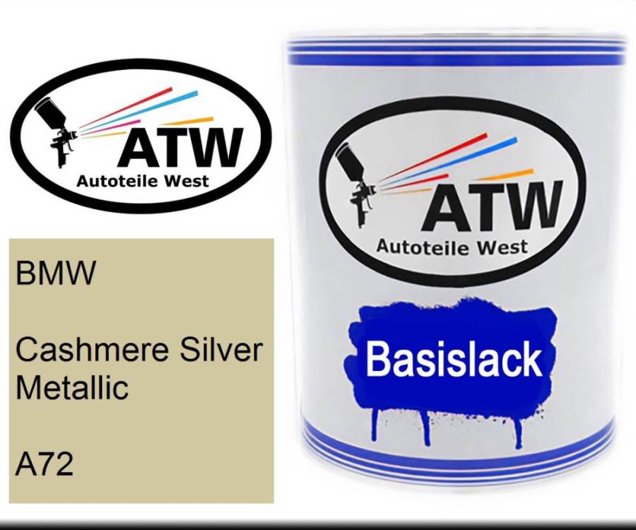 BMW, Cashmere Silver Metallic, A72: 1L Lackdose, von ATW Autoteile West.